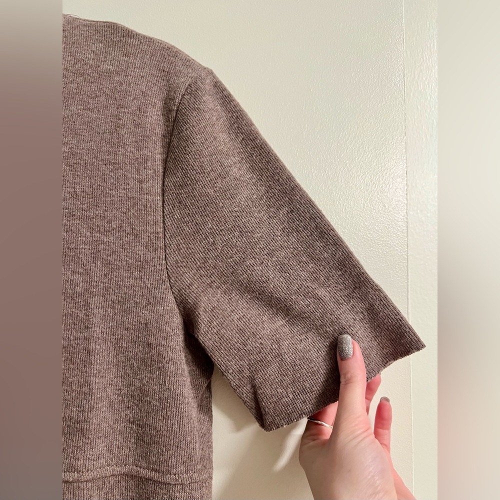 Zara | Women’s Heathered Brown Short Sleeve Knit Dress - Picture 4 of 9